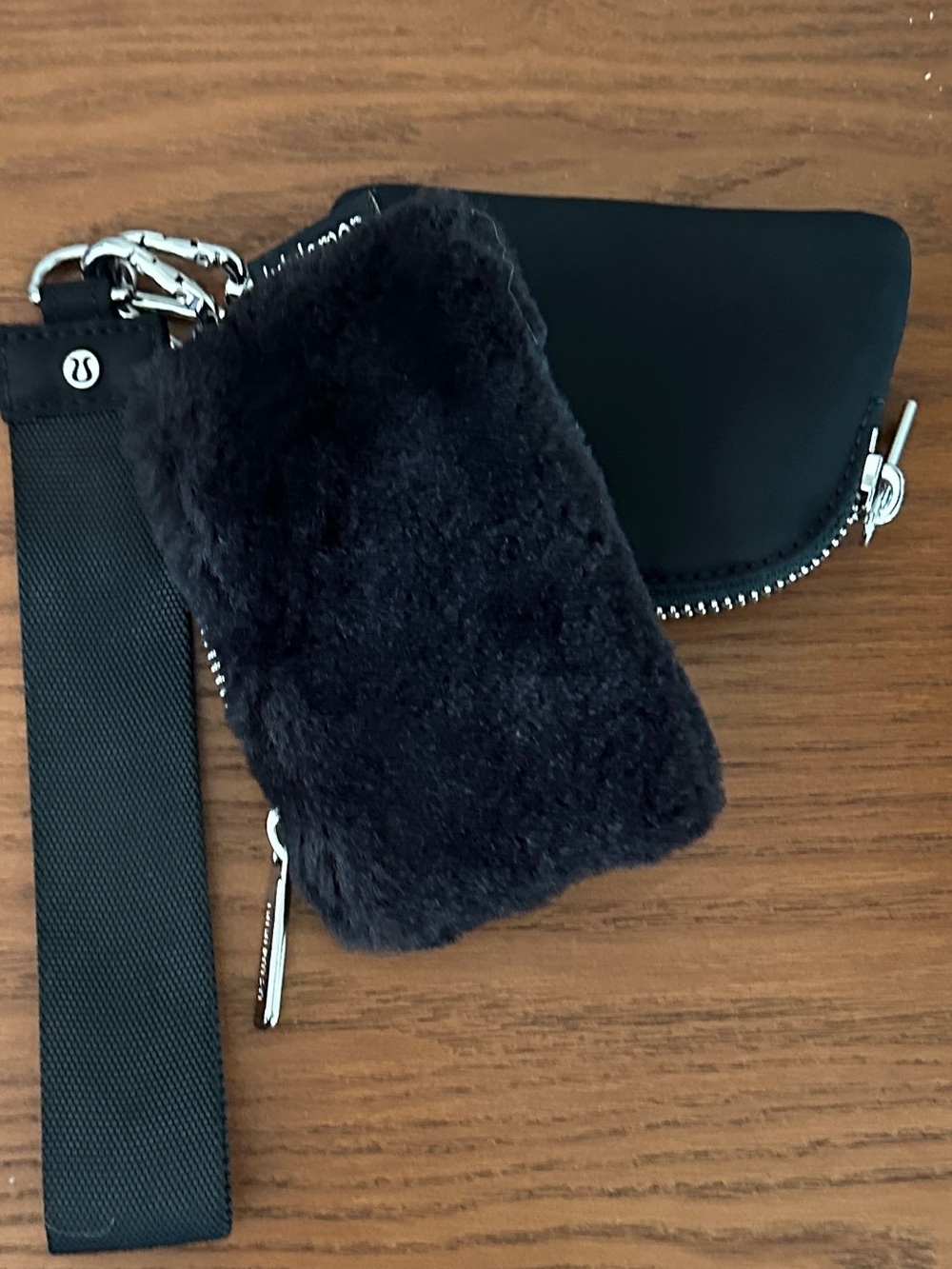 lululemon athletica Black Faux Fur Zip Pouch Keychain Set - Picture 5 of 7